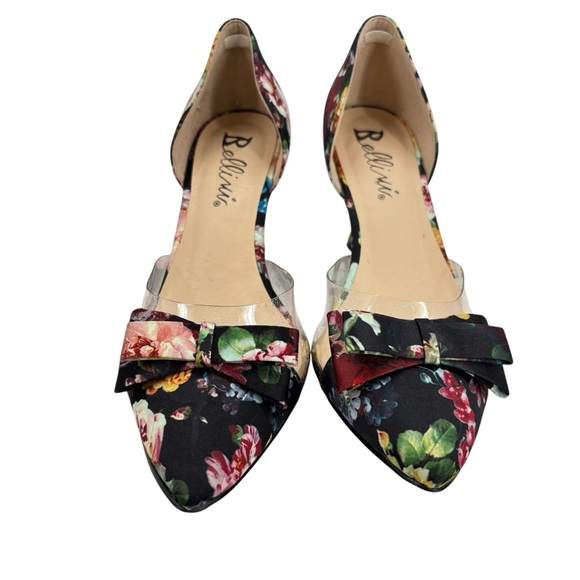 Bellini Cupcake Pump Black Floral Satin Sz. 9 - Picture 4 of 10